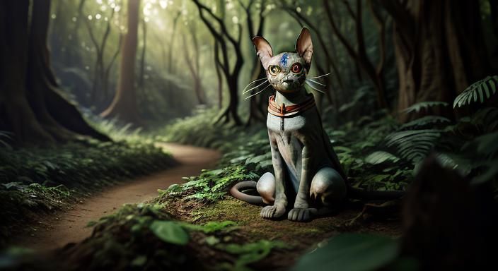 Sphinx Cat Portrait in Enchanted Forest ,

[

The Sphinx

],...