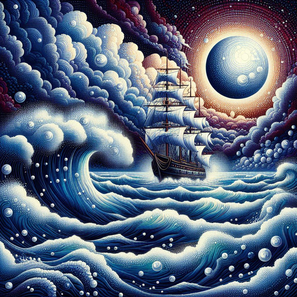 seascape in the style of pointillism 2