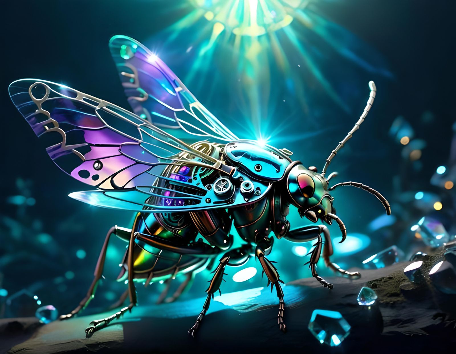 Macro Photography Steampunk Bug - AI Generated Artwork - NightCafe Creator