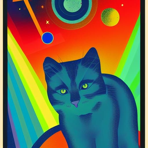 Cat standing at the edge of the universe