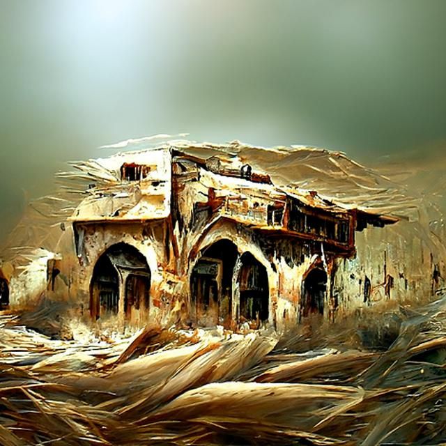 The desert sand blows through an abandoned building by Charl...