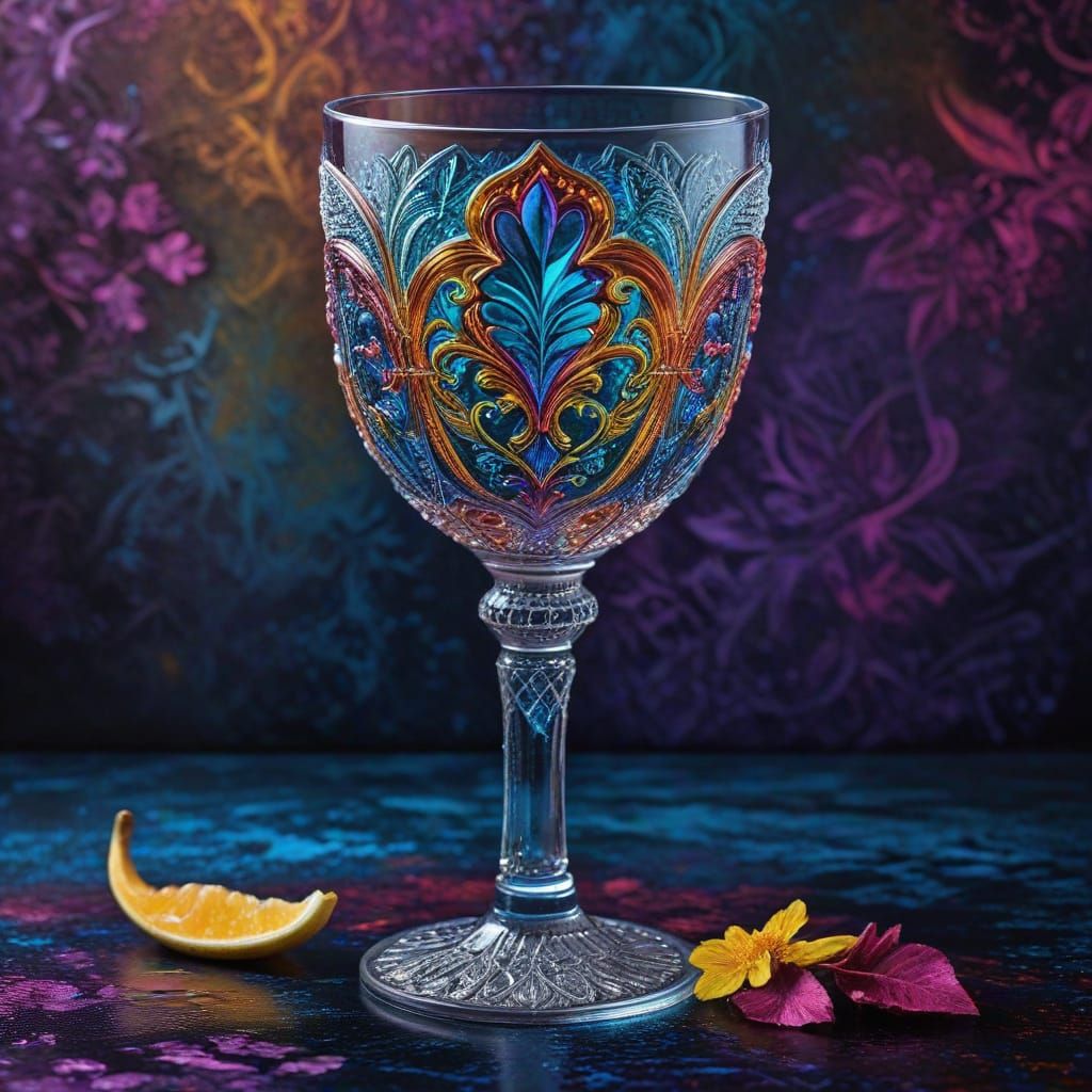 Goblet in Ornate Textured Acrylic Style
