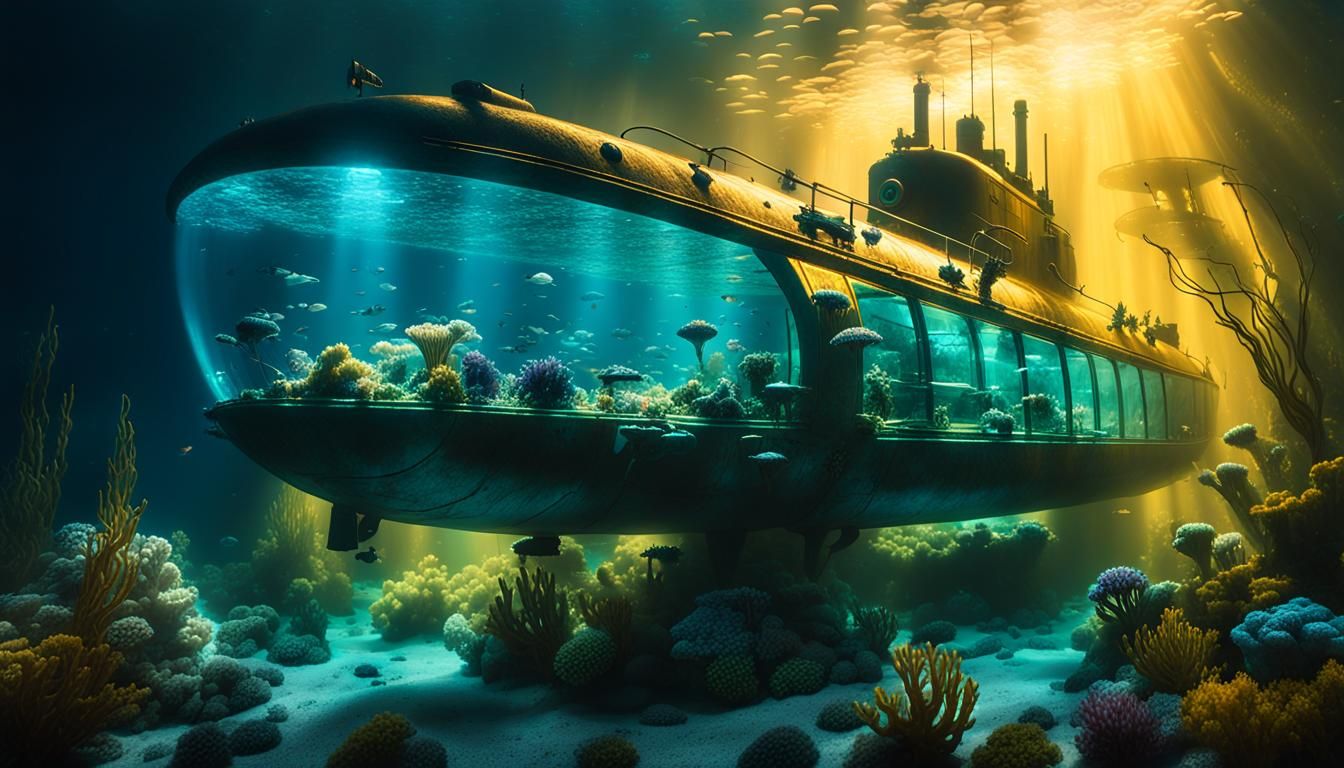 Translucent submarine  by @Archibald