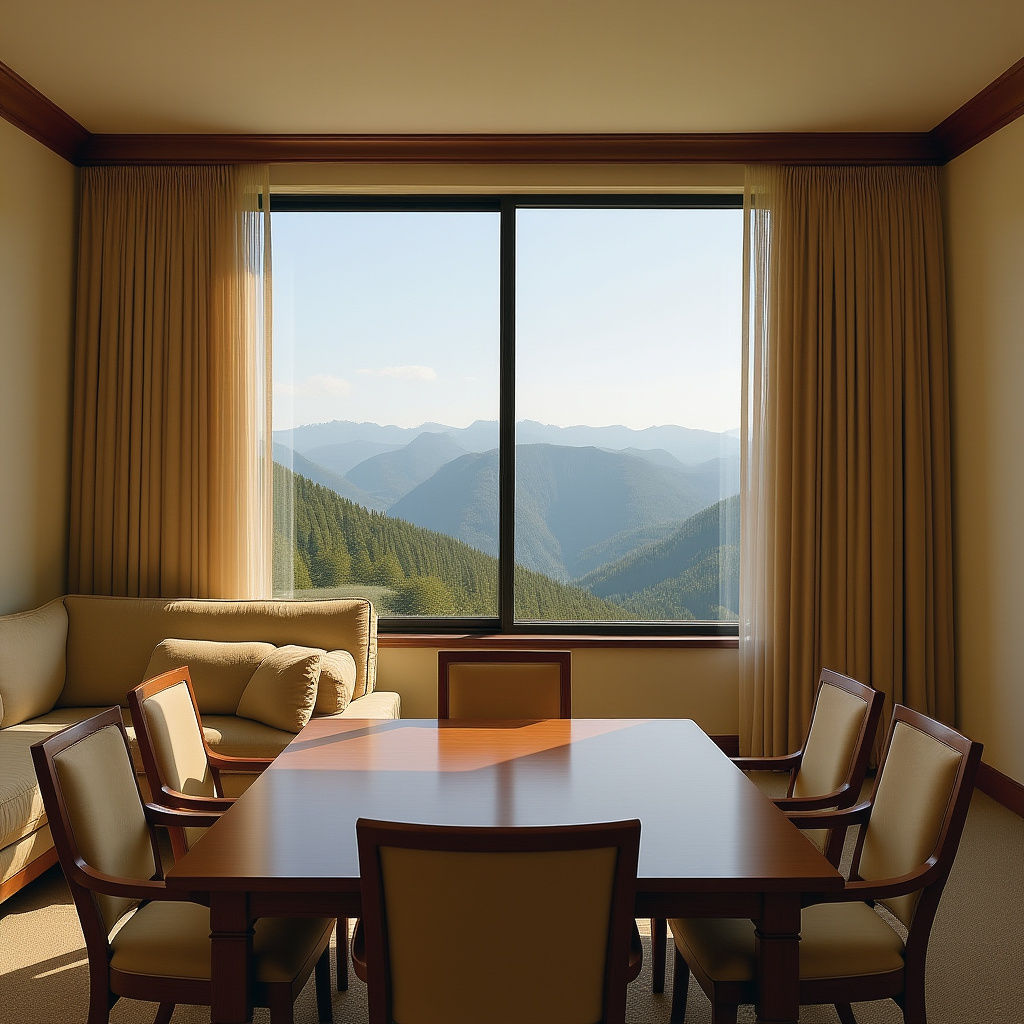 Spectacular View from a Beautifully Lit Living Room