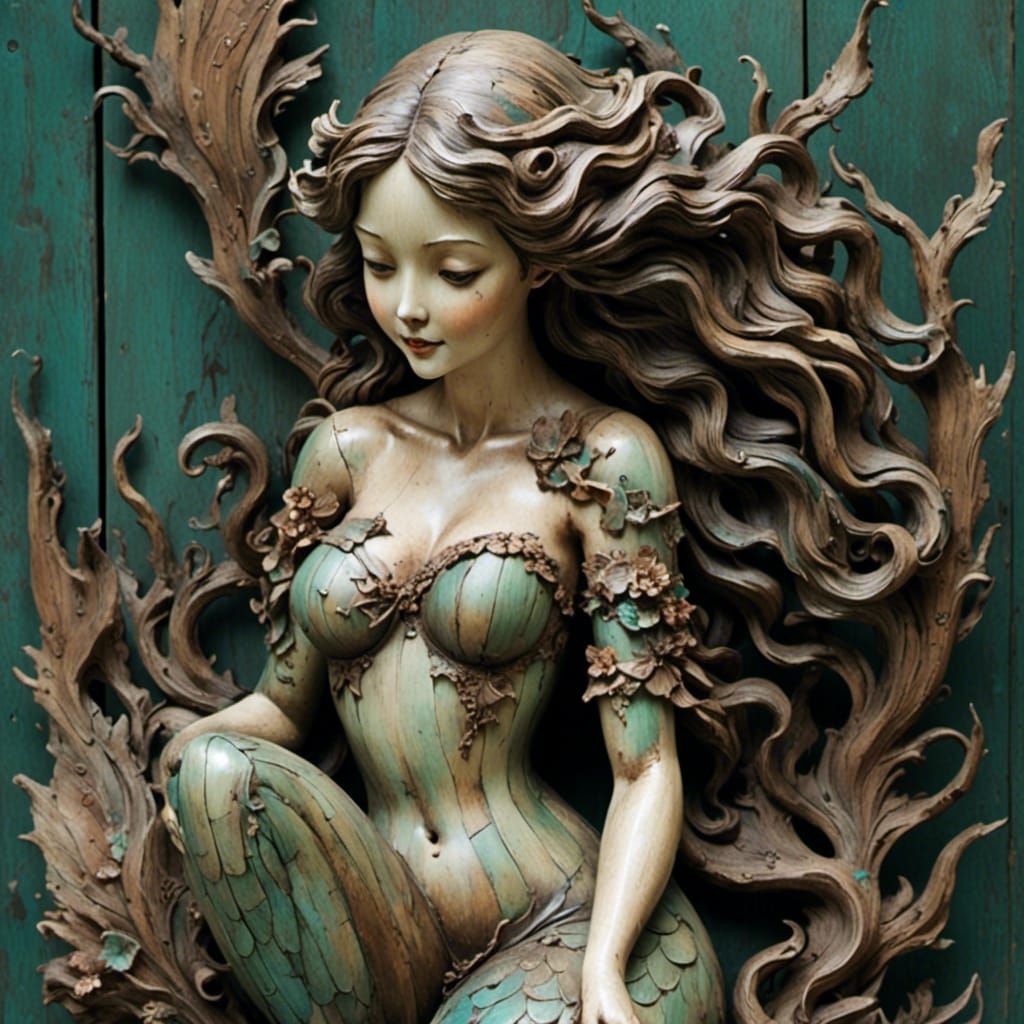  <lora:WoodenUknow:1.0> mermaid