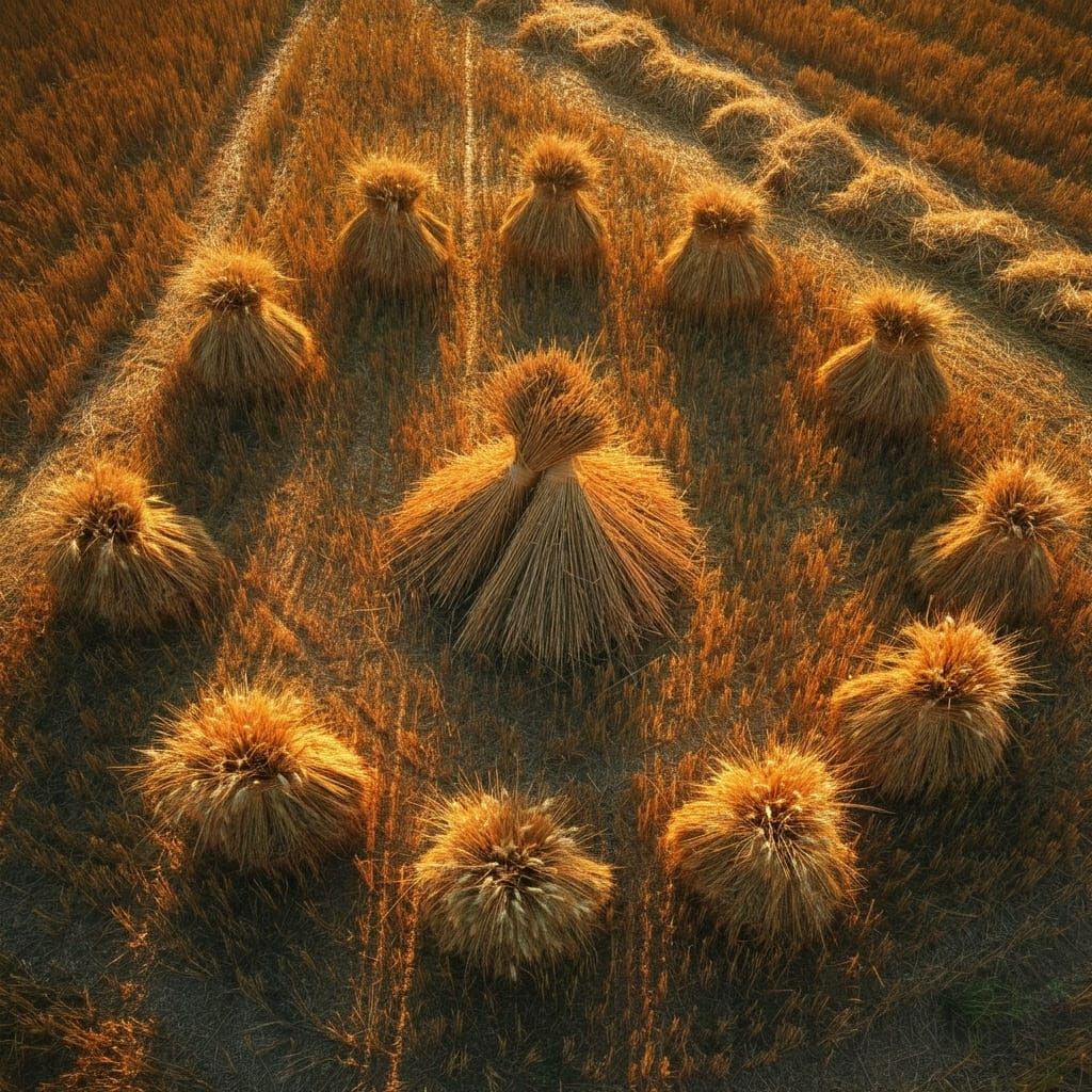 Golden Harvest Circle in Sunlit Field