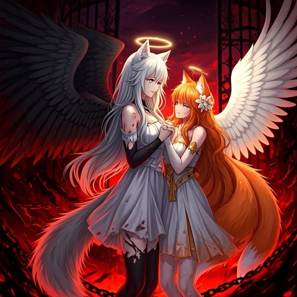 Anime Wolf Girl Torn Between Heaven and Hell
