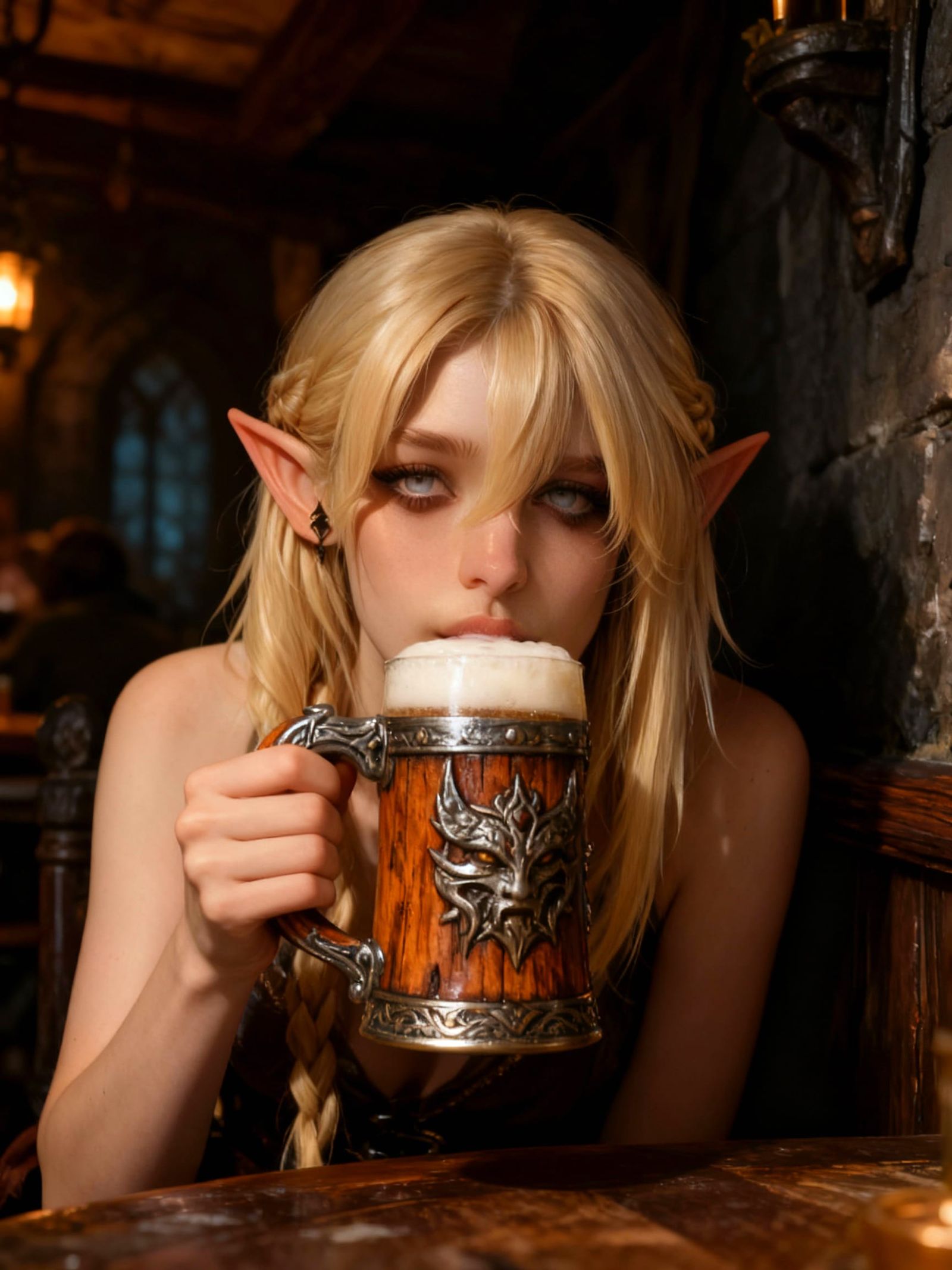 ST -"Date at the tavern,elf girl"