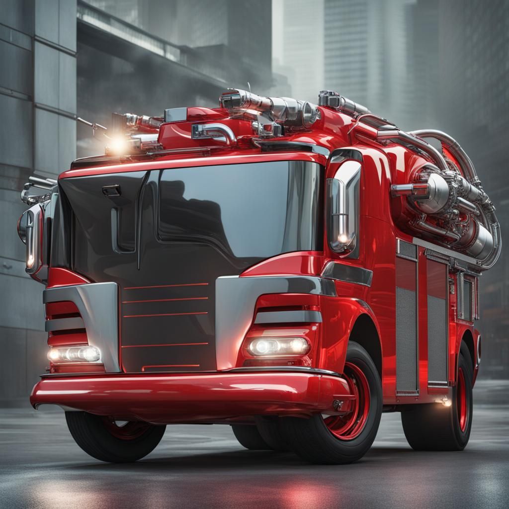 firetruck, futuristic - AI Generated Artwork - NightCafe Creator