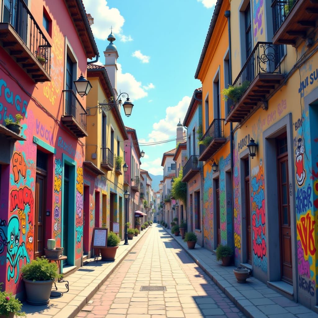 cartoon themed <lora:Street Art:1.0>