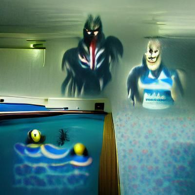 sinister and nightmarish being in the corner of a run down p...