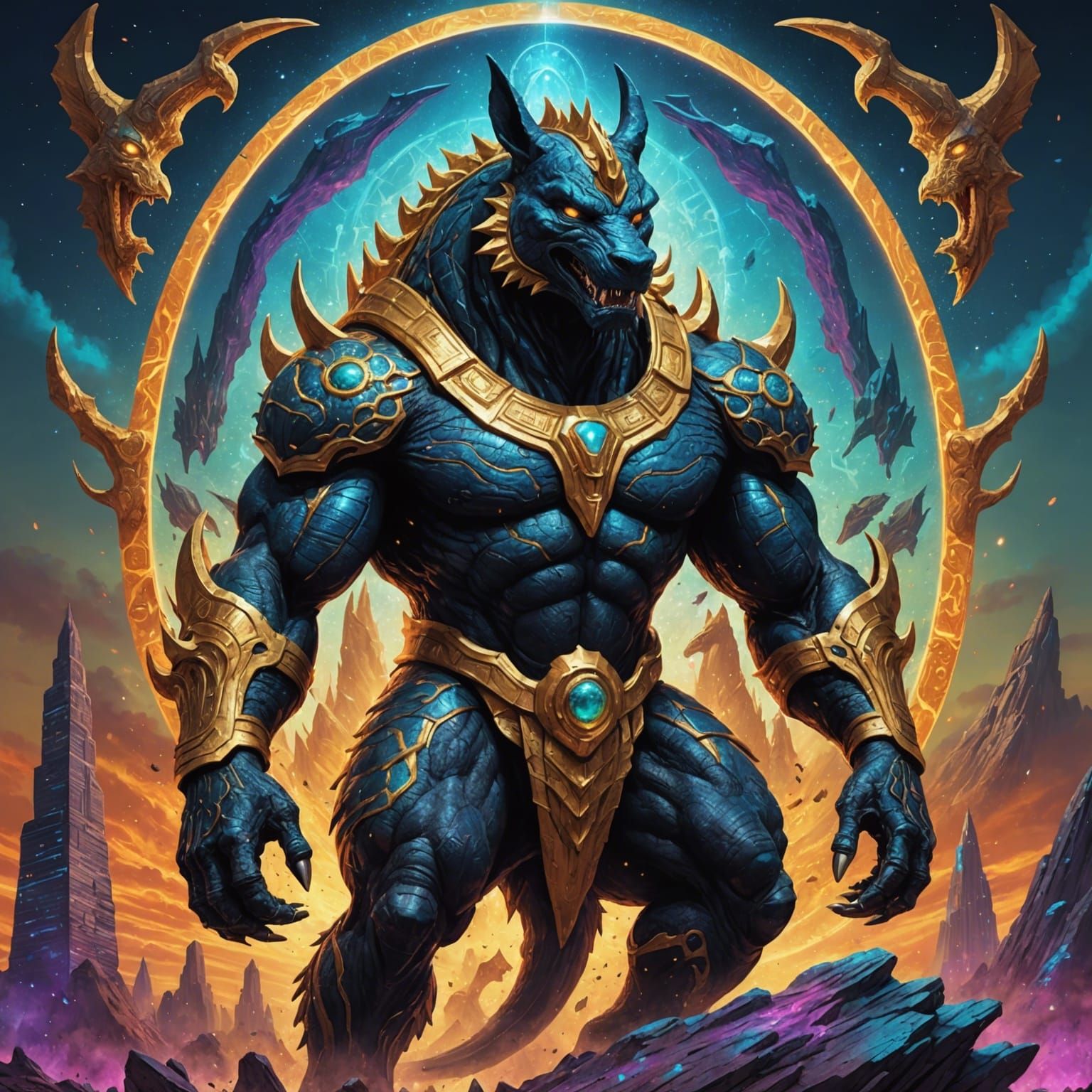 A giant muscular thick Anubis Godzilla