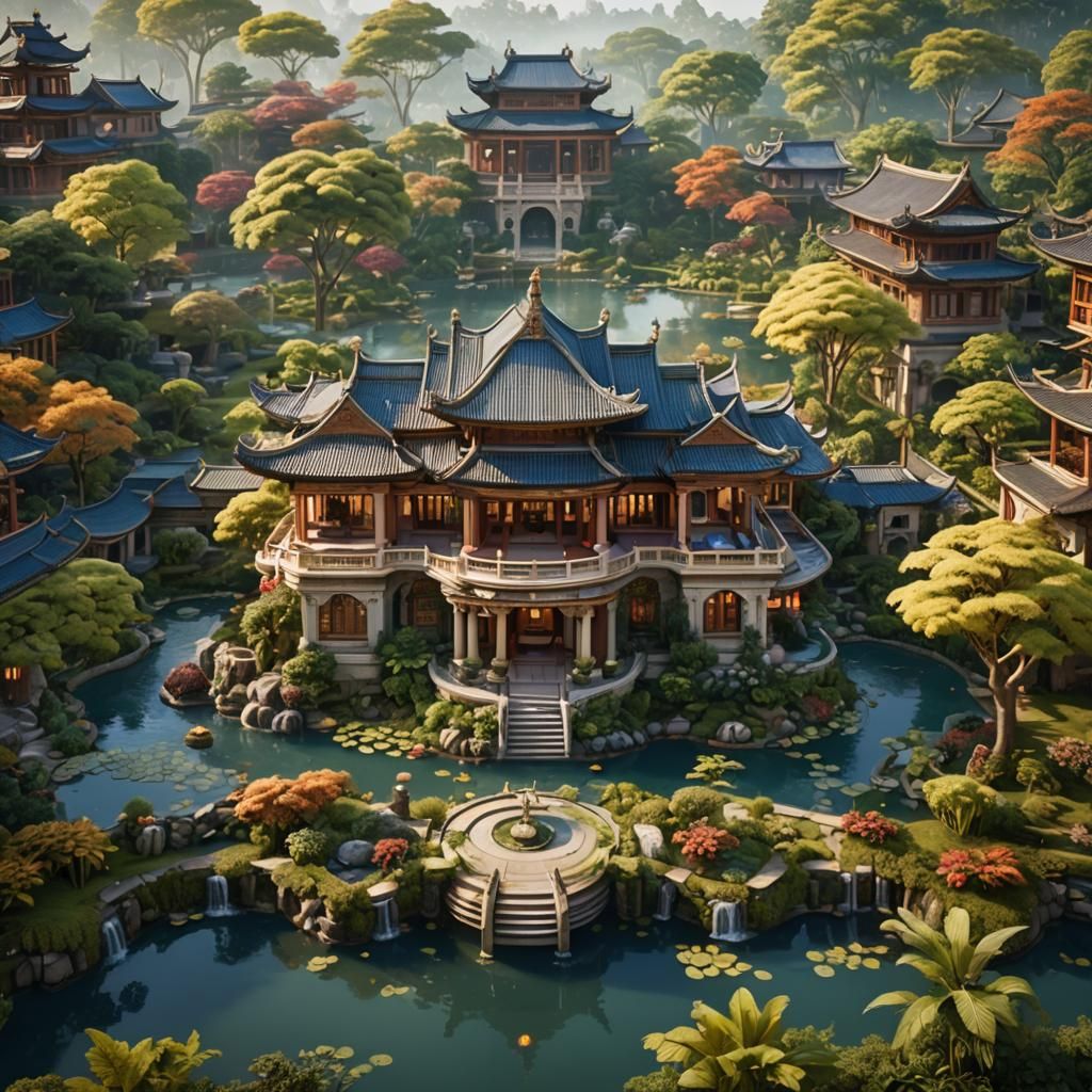 Asian-Inspired Luxury Estate in Lush Gardens