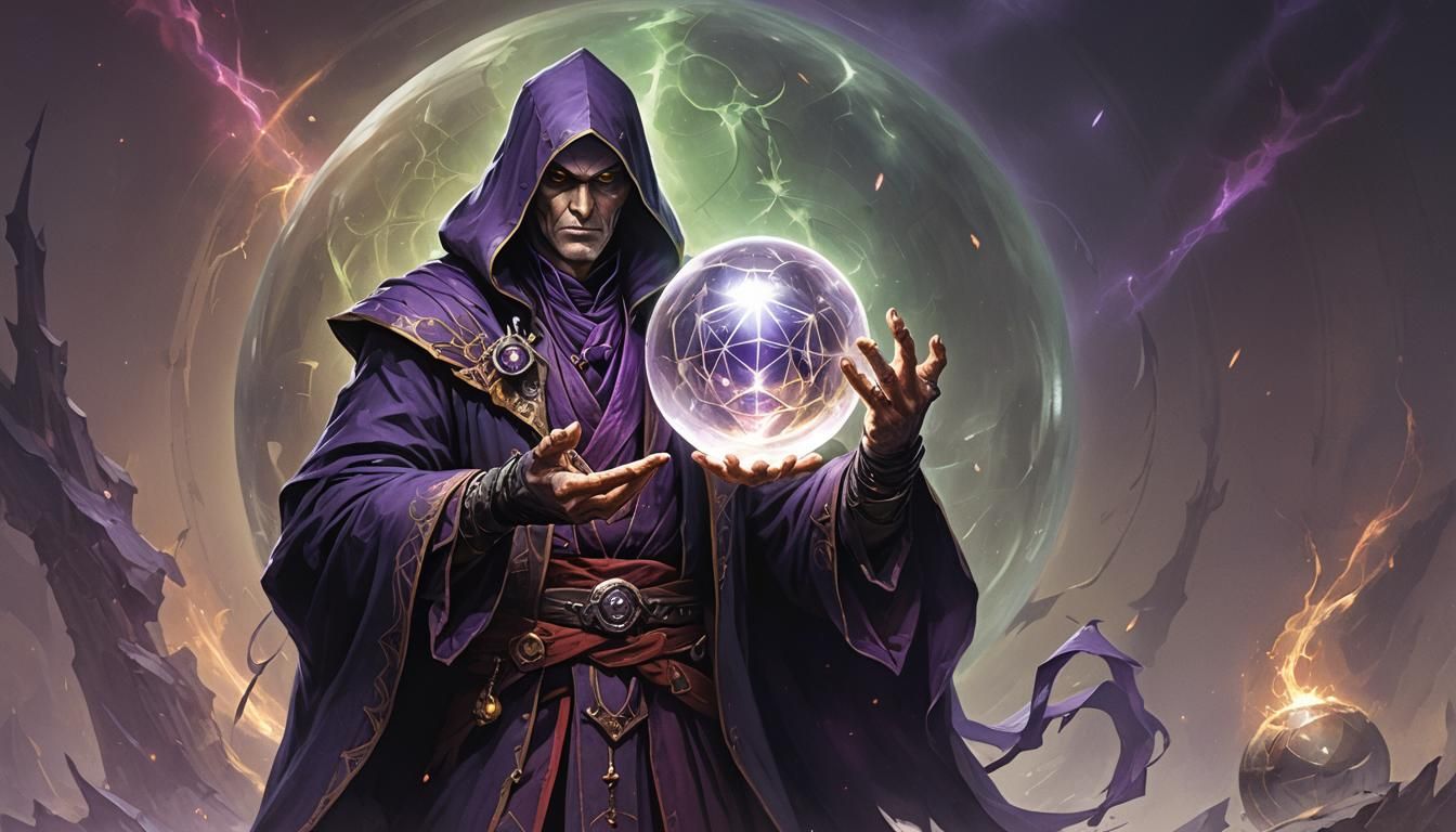 EVIL WARLOCK (Crystal Ball Power) Mystical Art - AI Generated Artwork ...