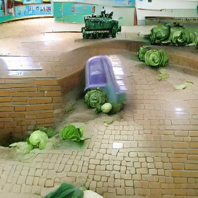 A cabbage tank running over an orphanage