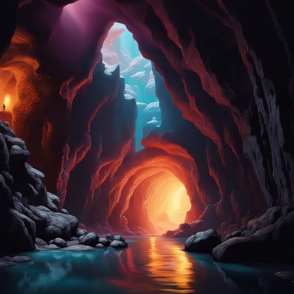 underground cavern filled with beauty - AI Generated Artwork ...