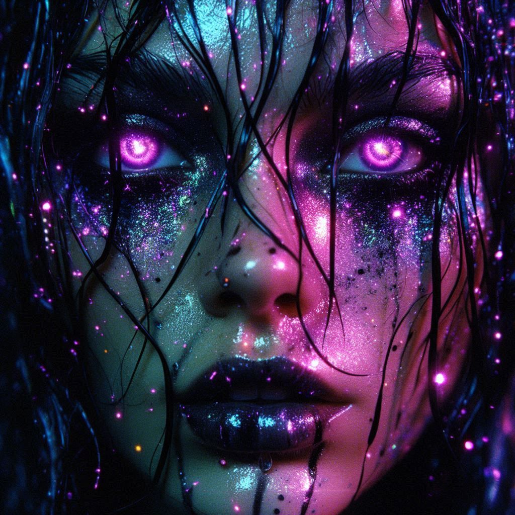 Glowing neon close up portrait