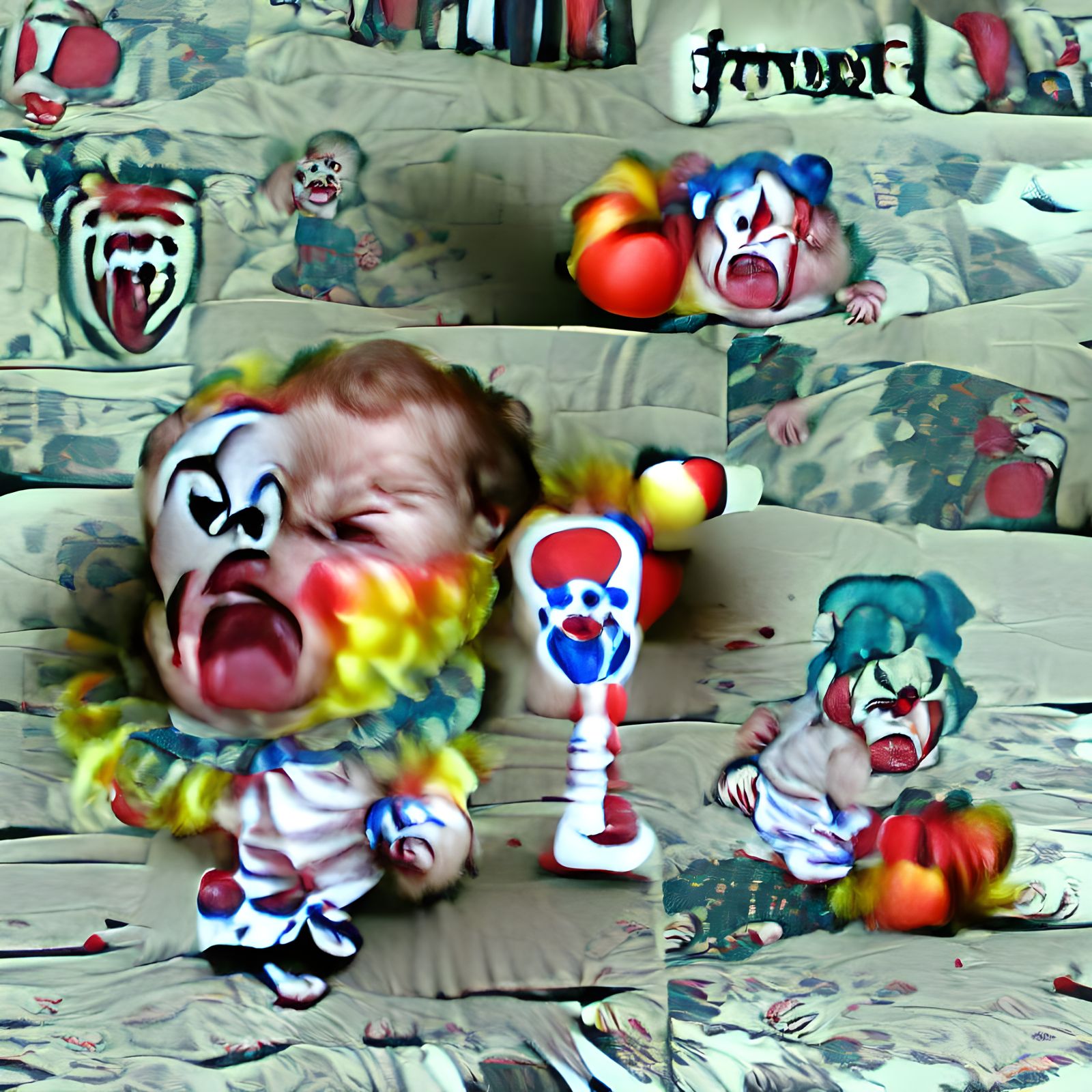 Baby remorse scream frustrated hurt clown