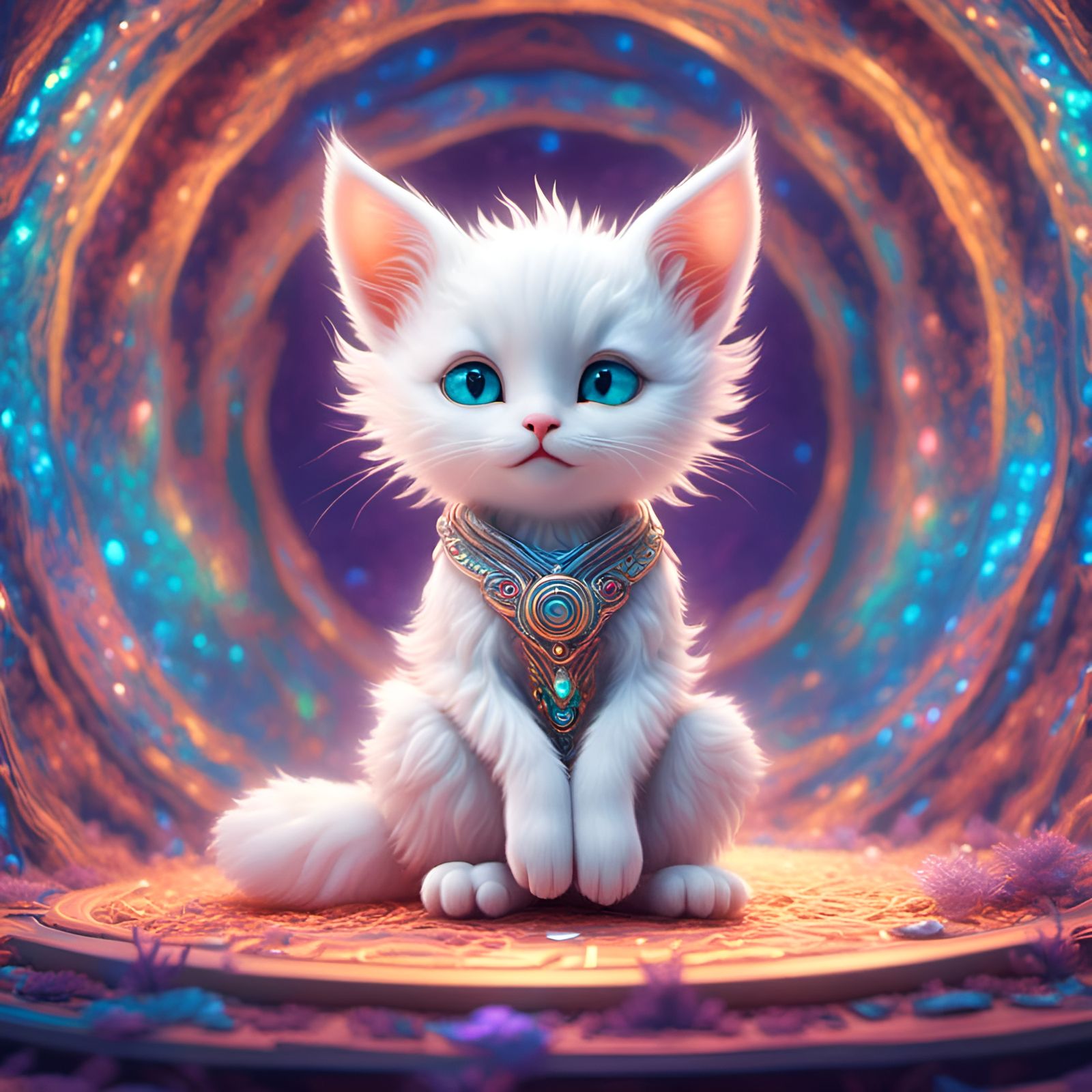White kitten in meditation position.  by @JAVidal