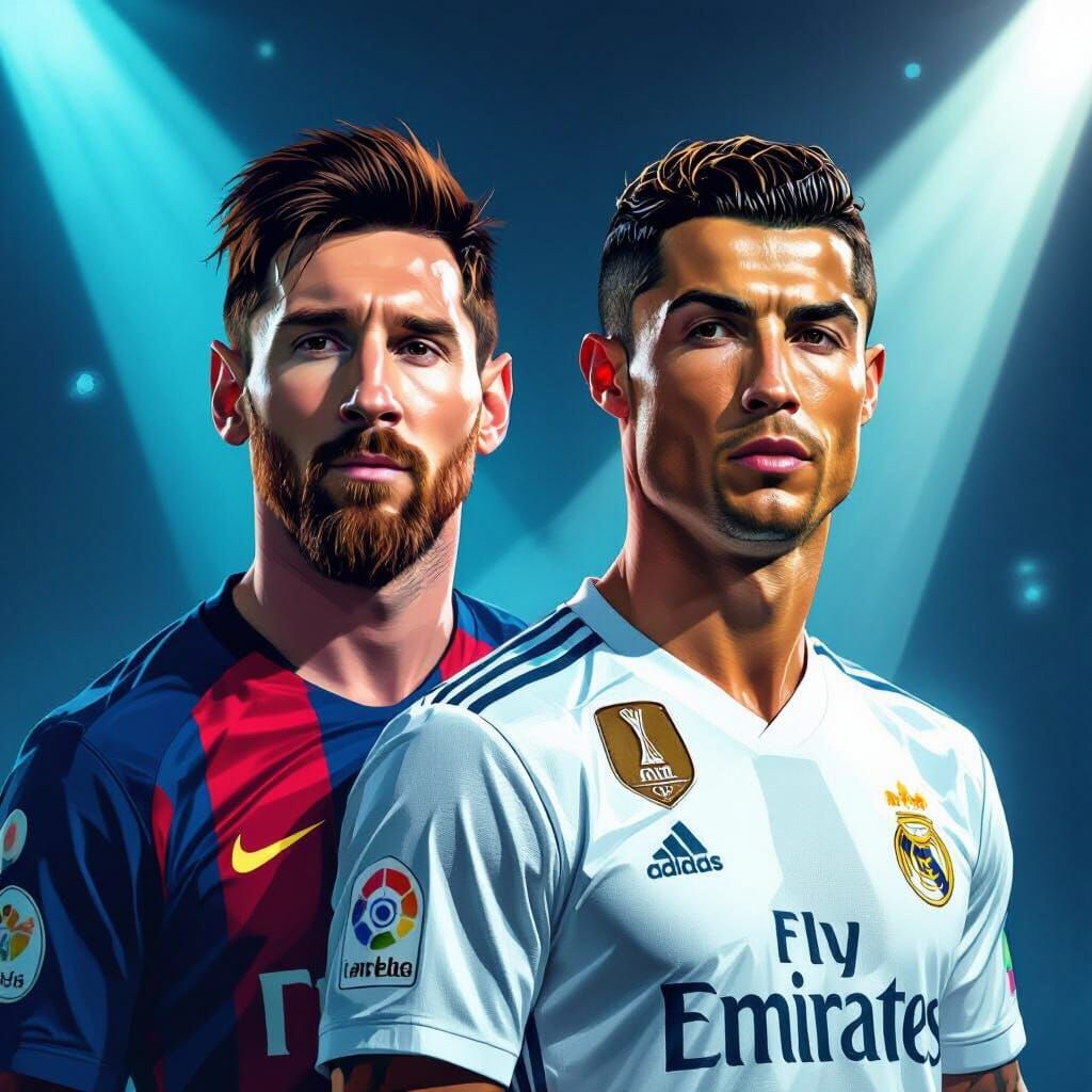 Messi and Ronaldo Side-by-Side Digital Art