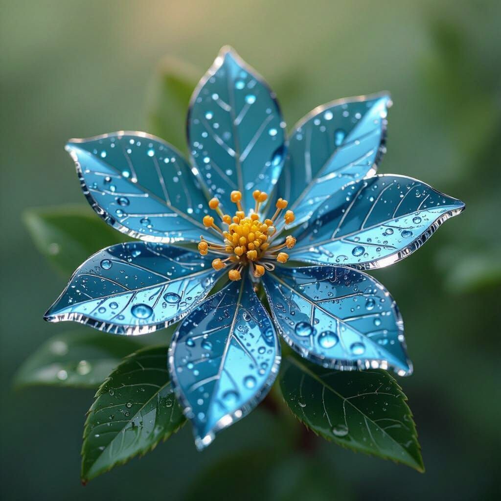 Artistic Glass Flower with Dew Drops