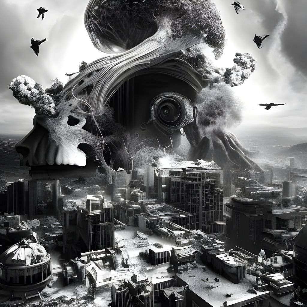 black and white exploded brain undefined