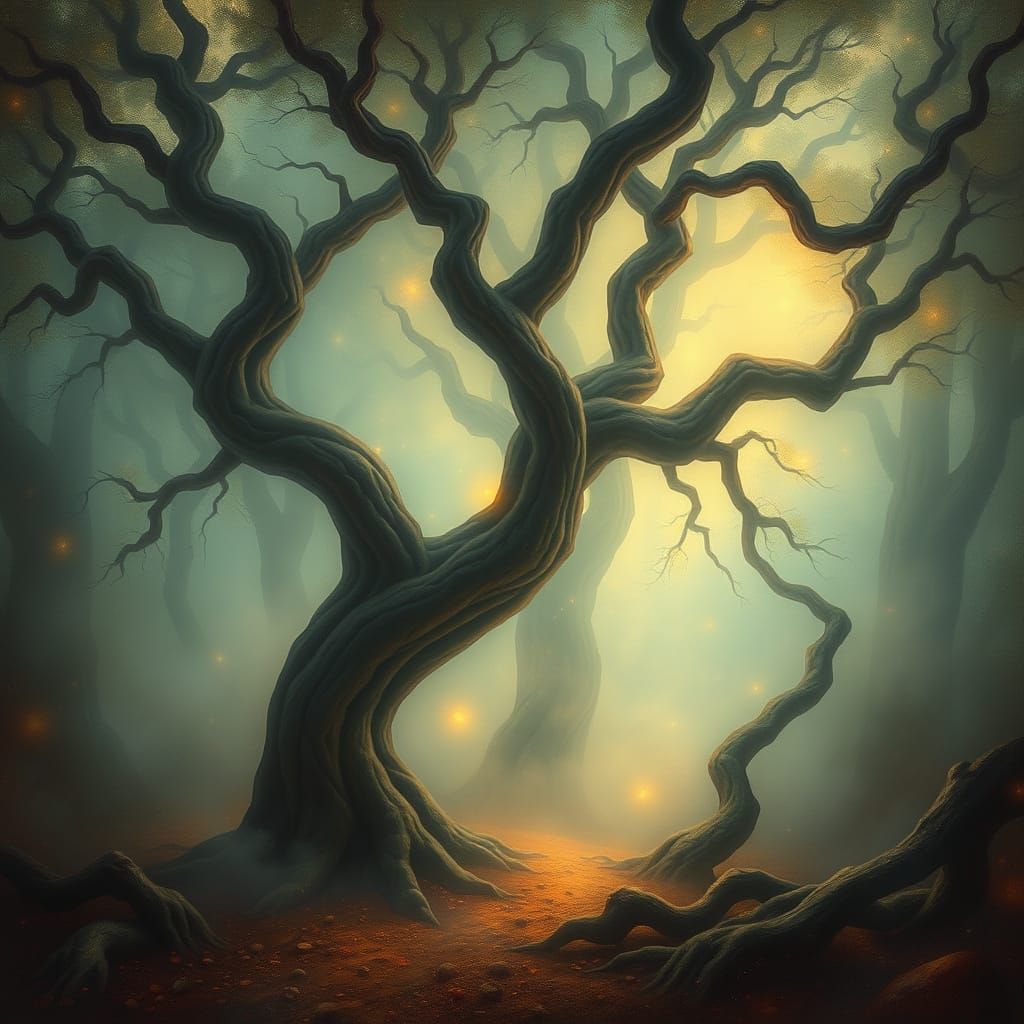 Surreal Forest Scene in a Dreamy, Ethereal Aesthetic