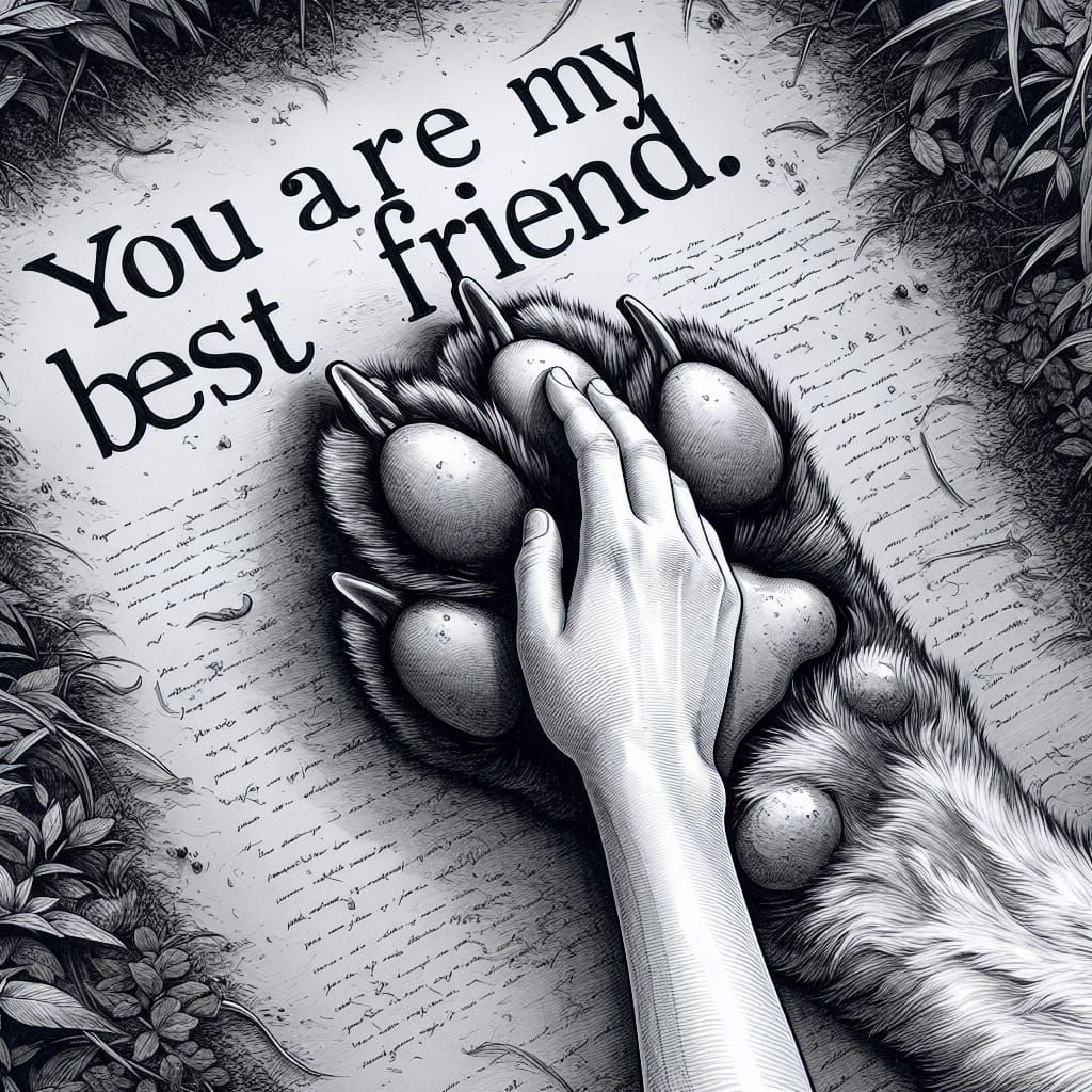 My hand on your paw with the words "You are my best friend"  by @Giulia