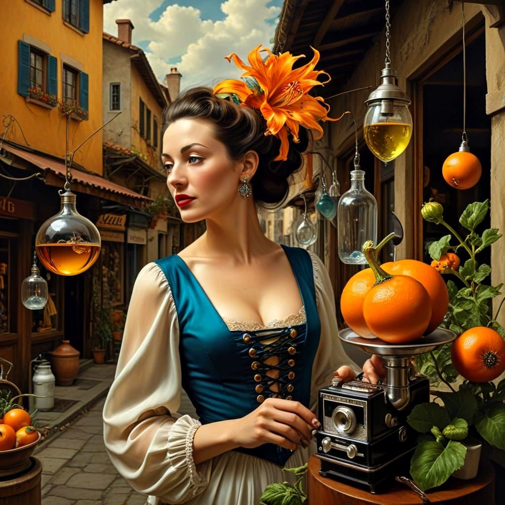 Happy Woman in a Surreal Photorealistic Landscape