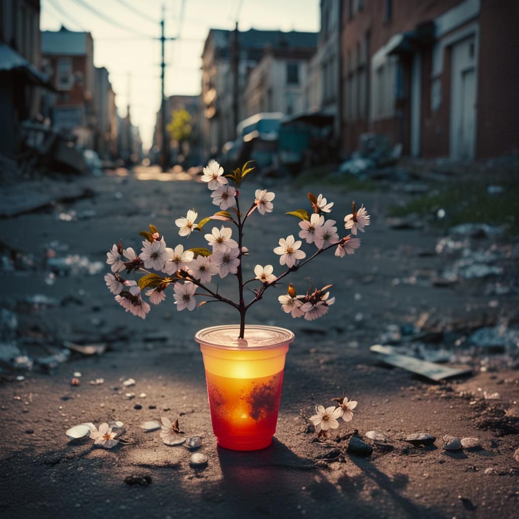 Blooming cherry tree & city AI Generated Artwork NightCafe Creator
