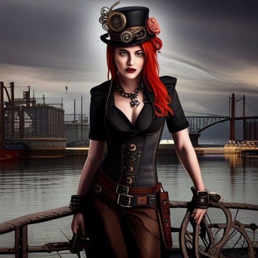 Steam punk goth women   by @Teafortwo 
