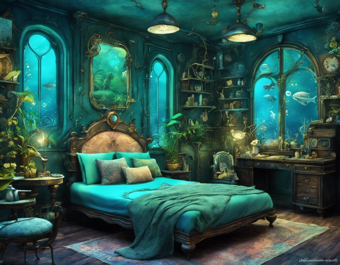underwater bedroom  by @Lyina