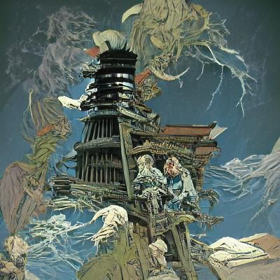 A tower in tokoyo Ukiyo-e