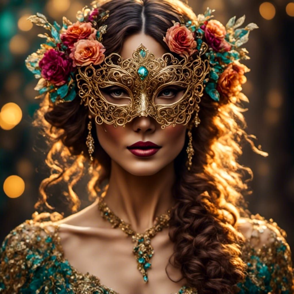  beautiful lady in a masquerade mask  by @Ginny