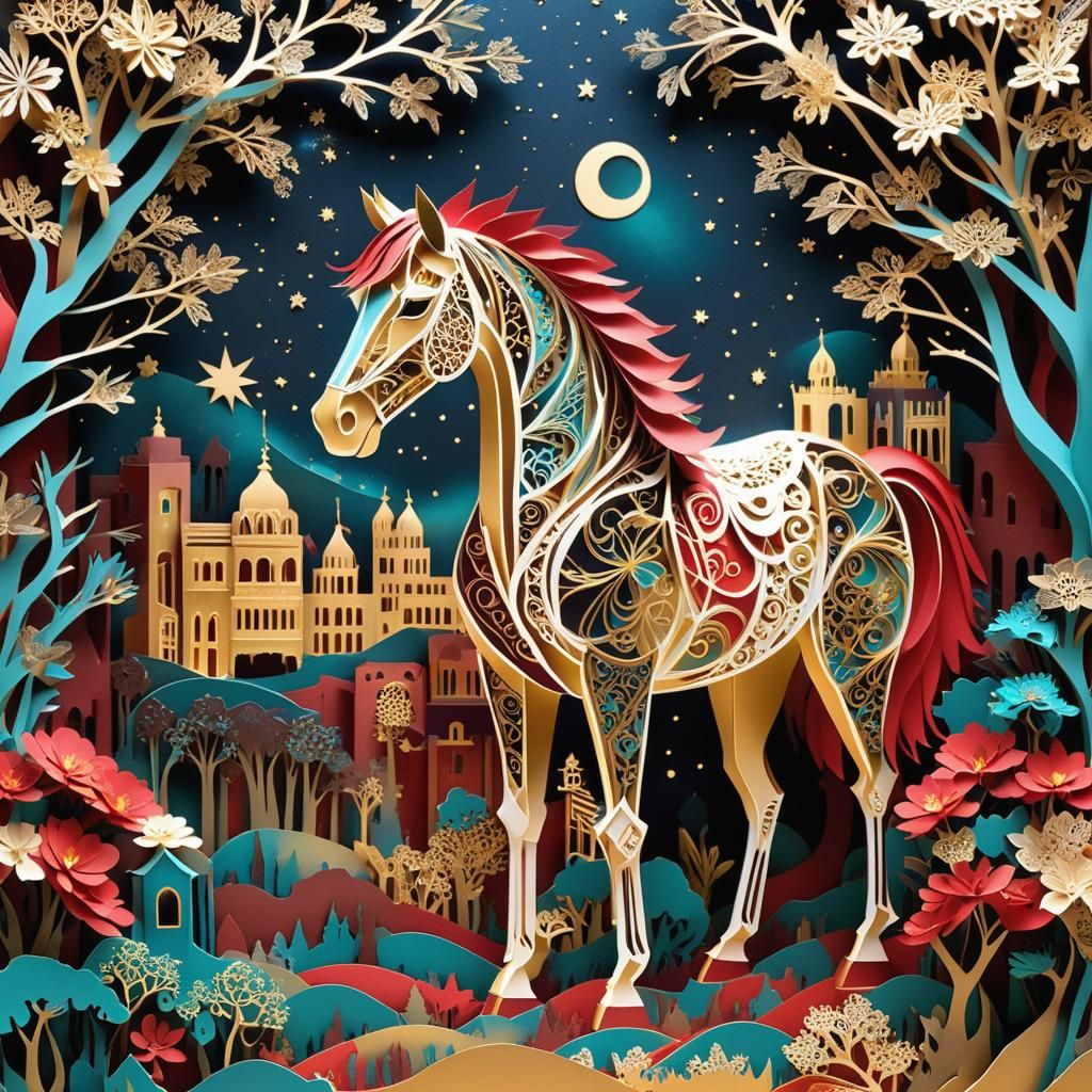 Kirigami horse