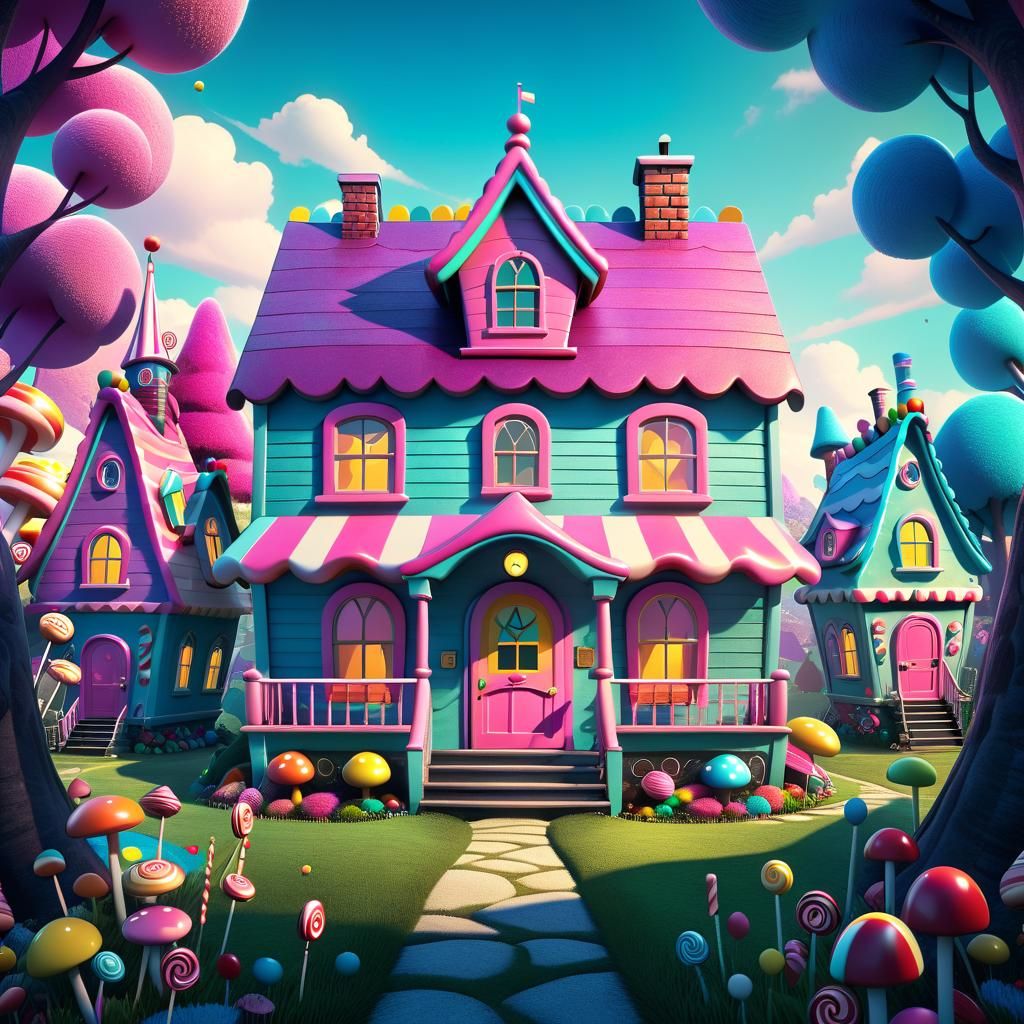 Candyland house - AI Generated Artwork - NightCafe Creator