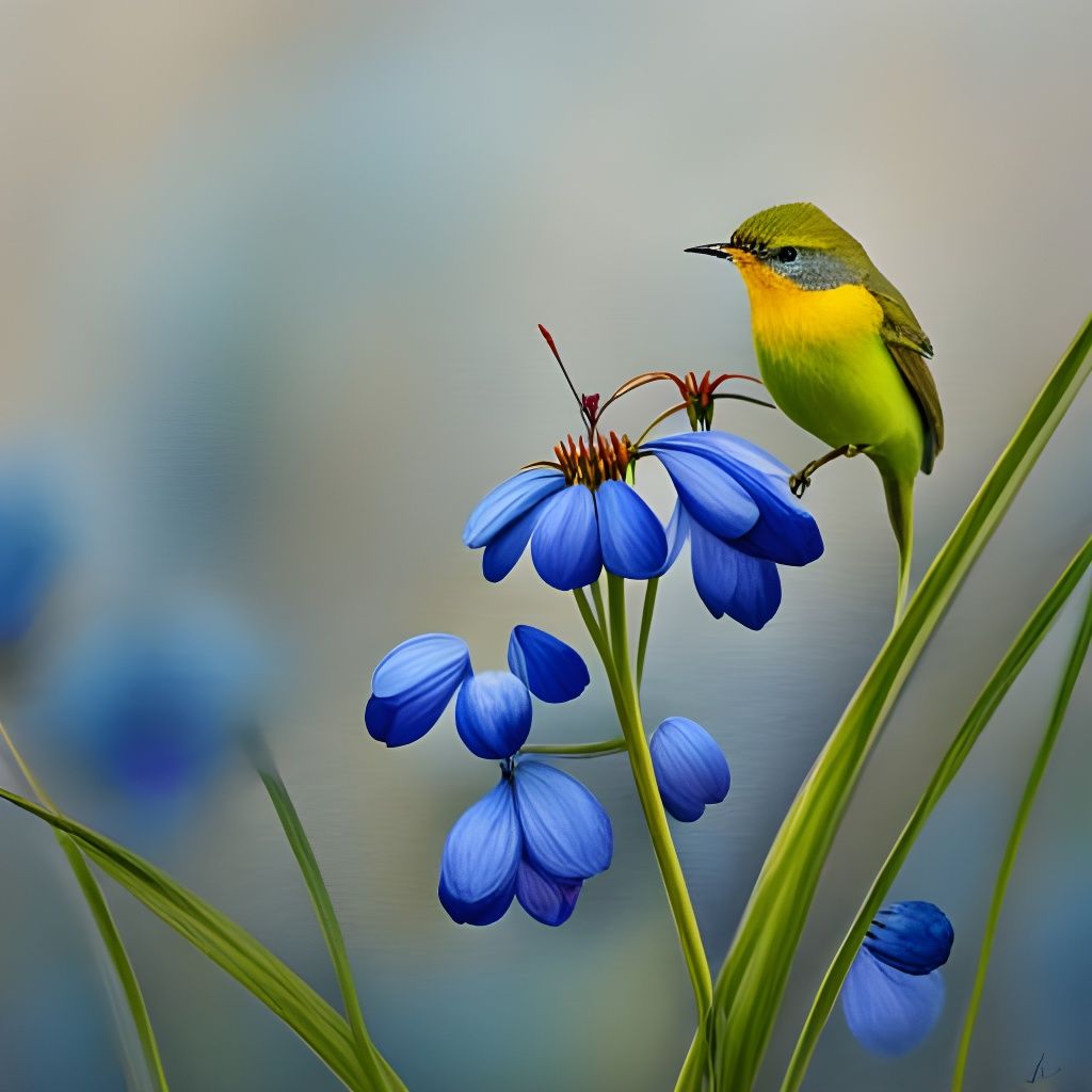 Wild Blue Invaded by Yellows and Greens