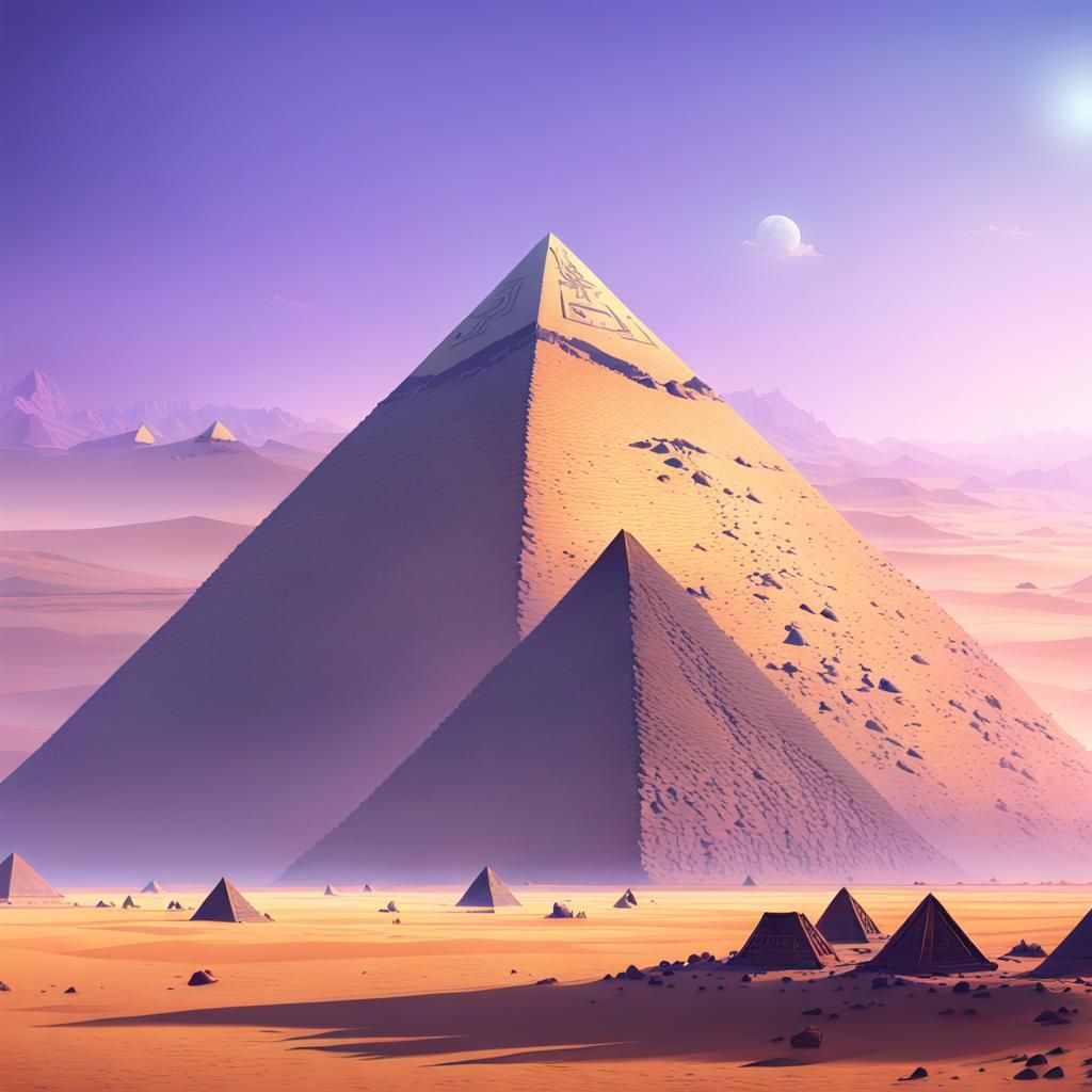 Mystical Pyramids in Dreamlike Egyptian Landscape