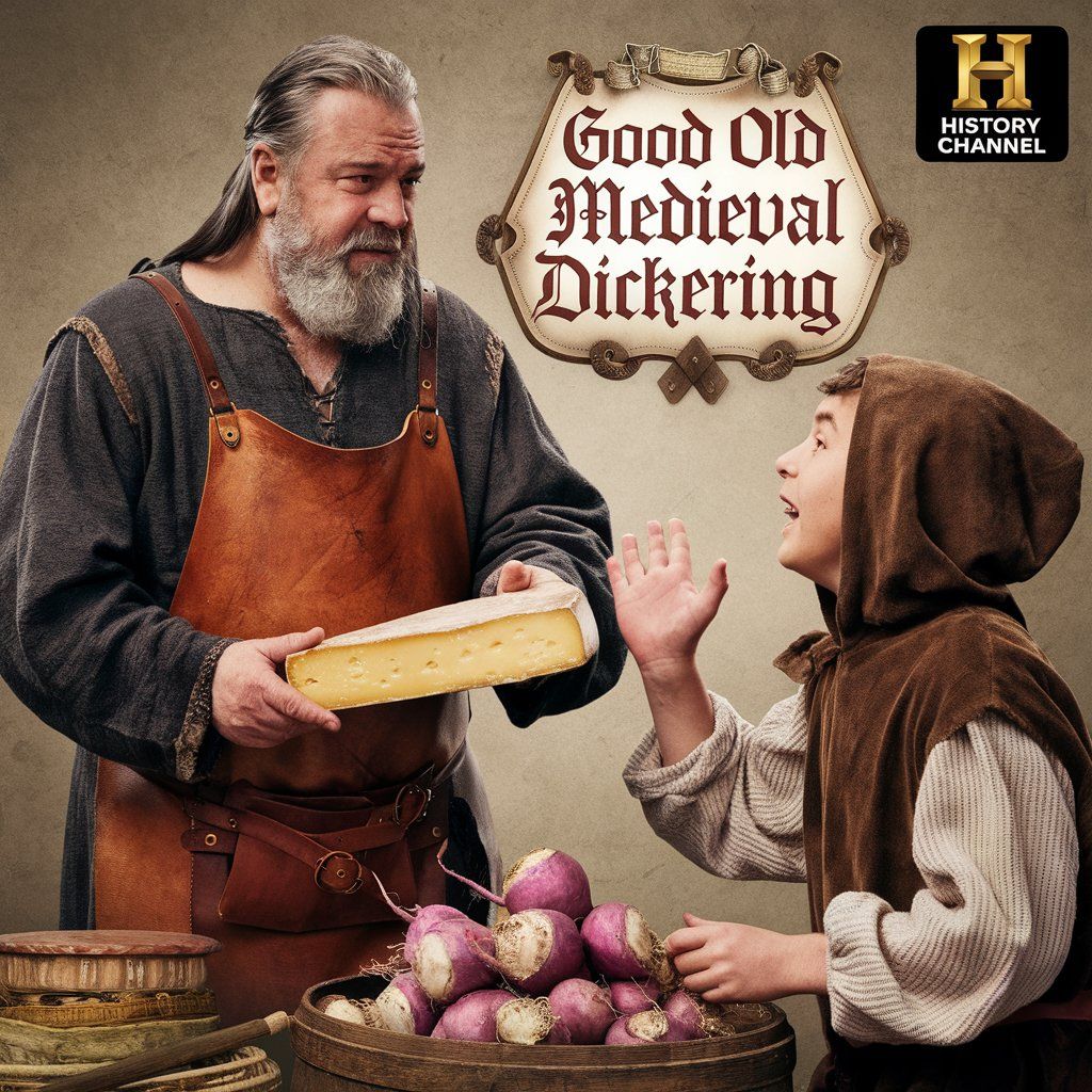 "Alright, 2 cheese wheels for a burial plot and a cask of tu...