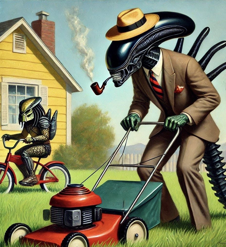 Norman Rockwell's Neighborly Differences : Alien vs Predator