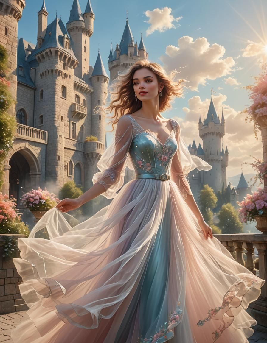 A young lady in a tulle dress.