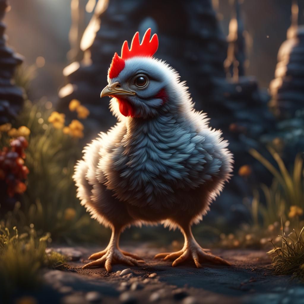 Detailed Matte Painting of a Baby Chicken