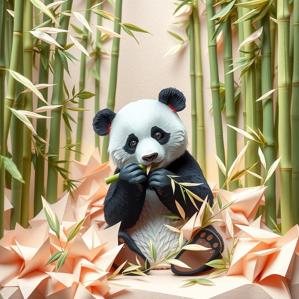 A panda eating bamboo.  by @SHADOWCAT