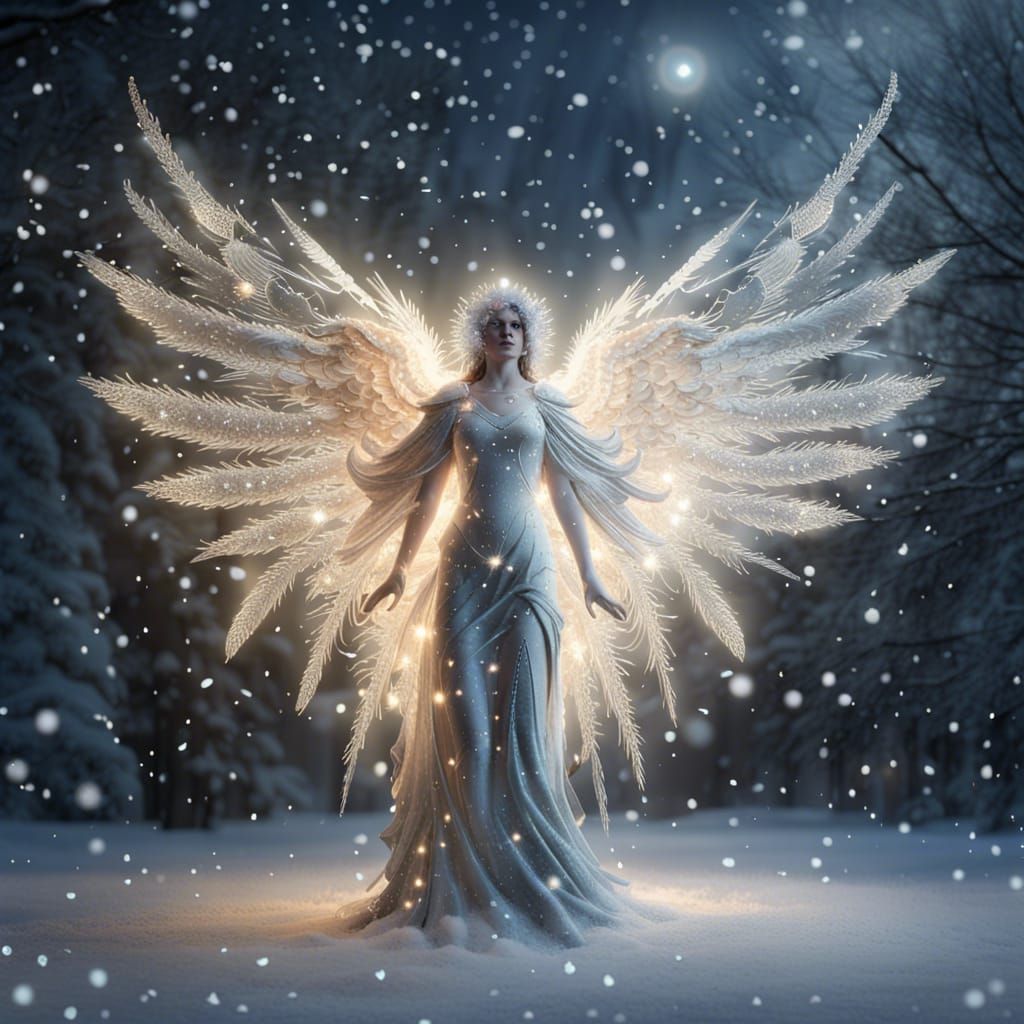 Christmas Angel in the snow. - AI Generated Artwork - NightCafe Creator