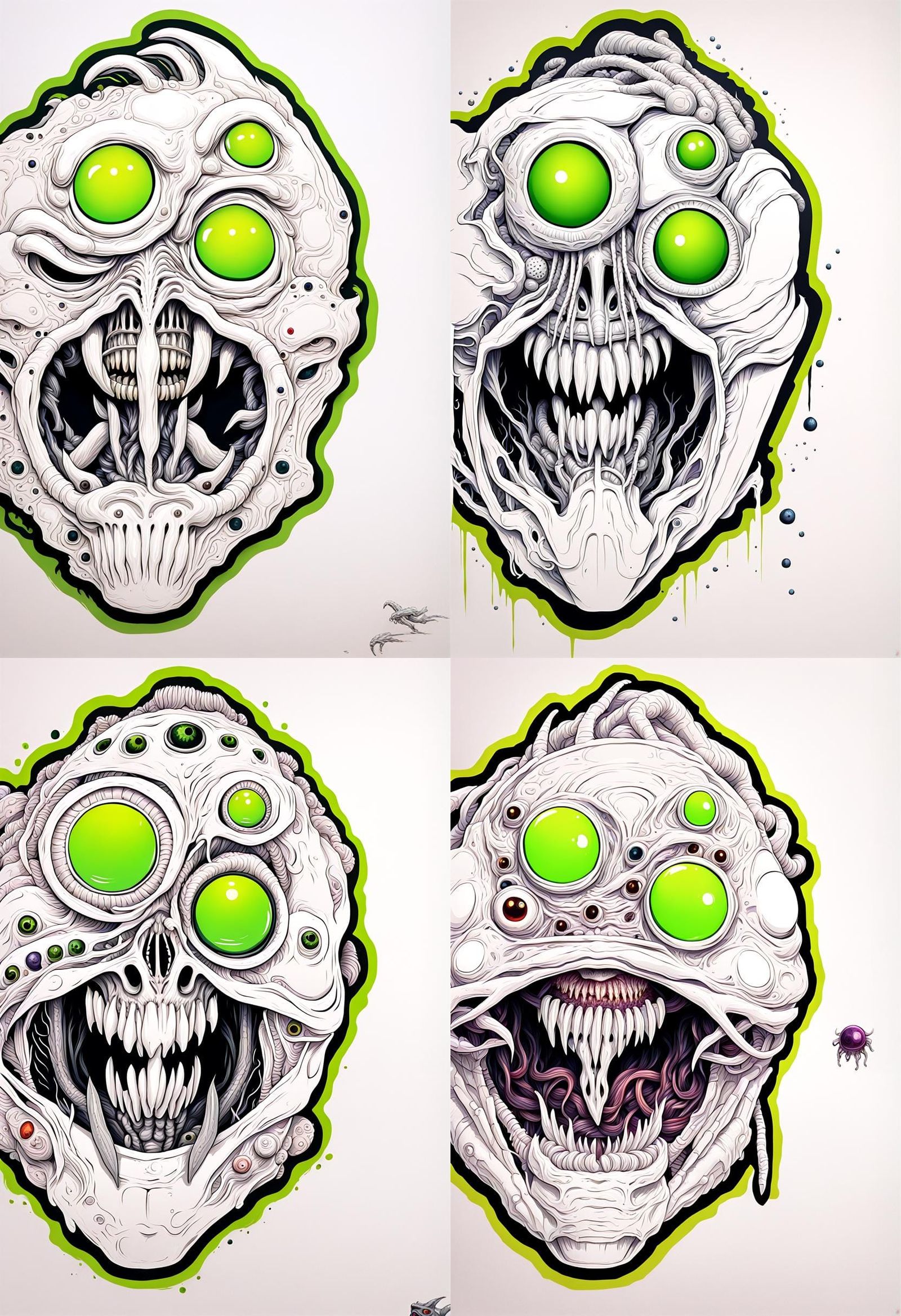Colorful eldritch Xenomorph muscle car mixed with a creature...