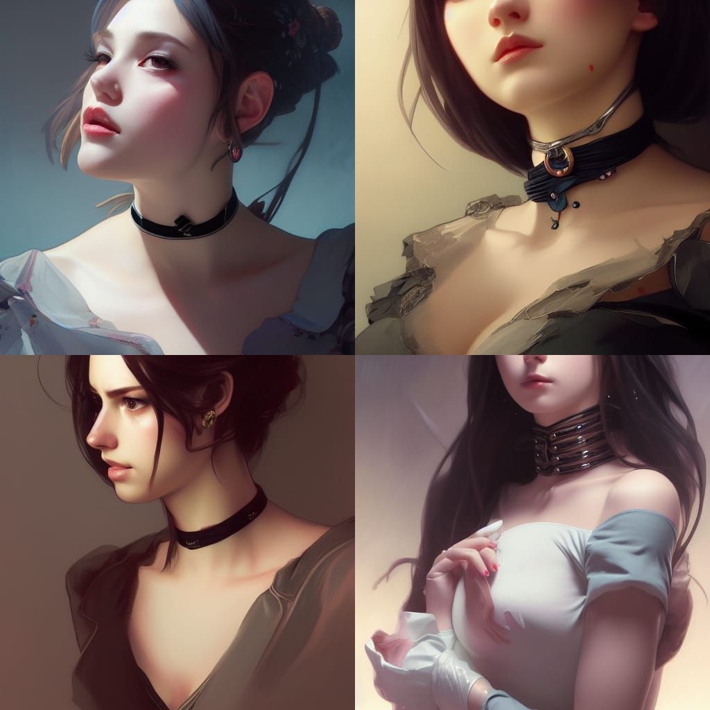 E-Girl Portrait in Hyperdetailed Art Nouveau Style