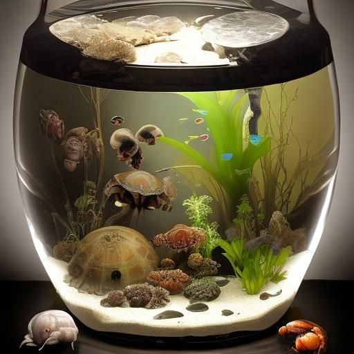 Aquarium Fish Bowl filled with Ostrich embryo, Spider legs, brown vomit ...