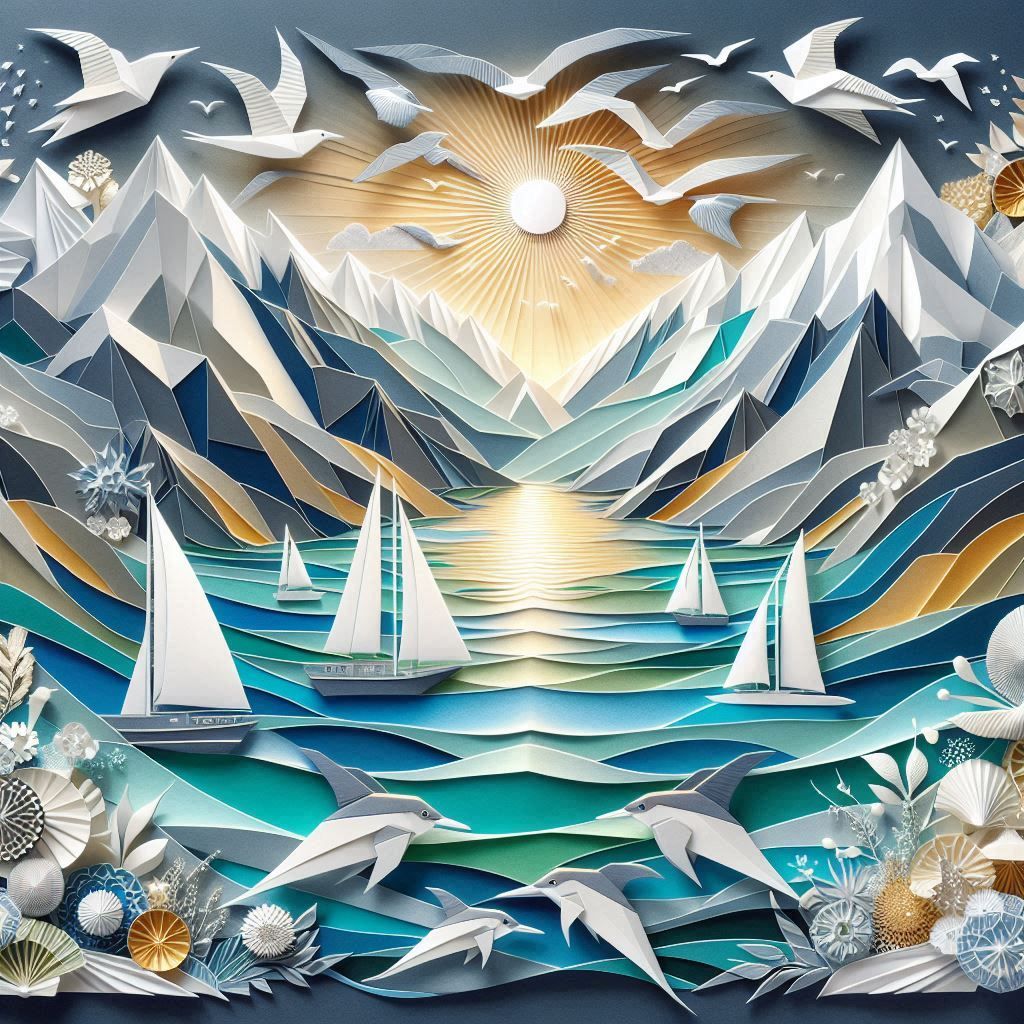 Sea and mountain landscape 3