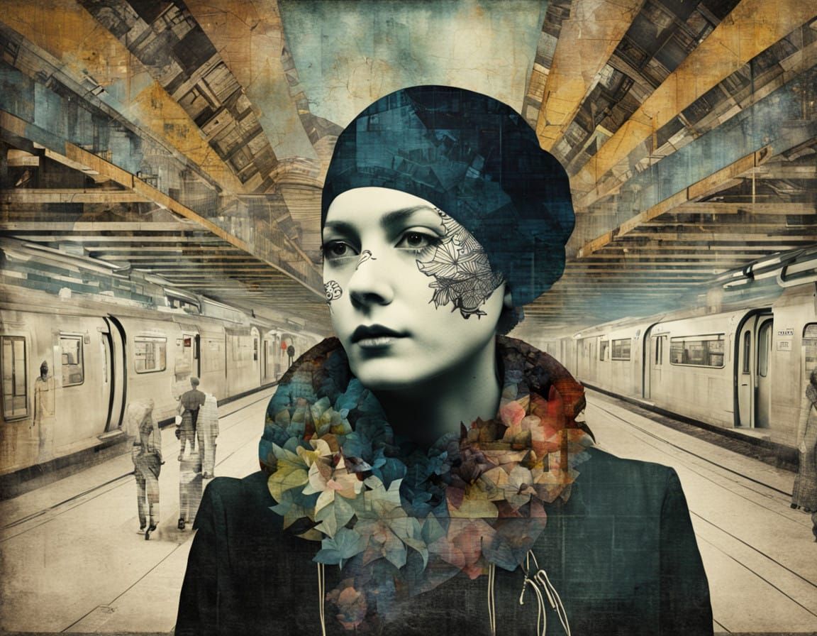 Mixed Media Subway Portrait  by @Doomblob
