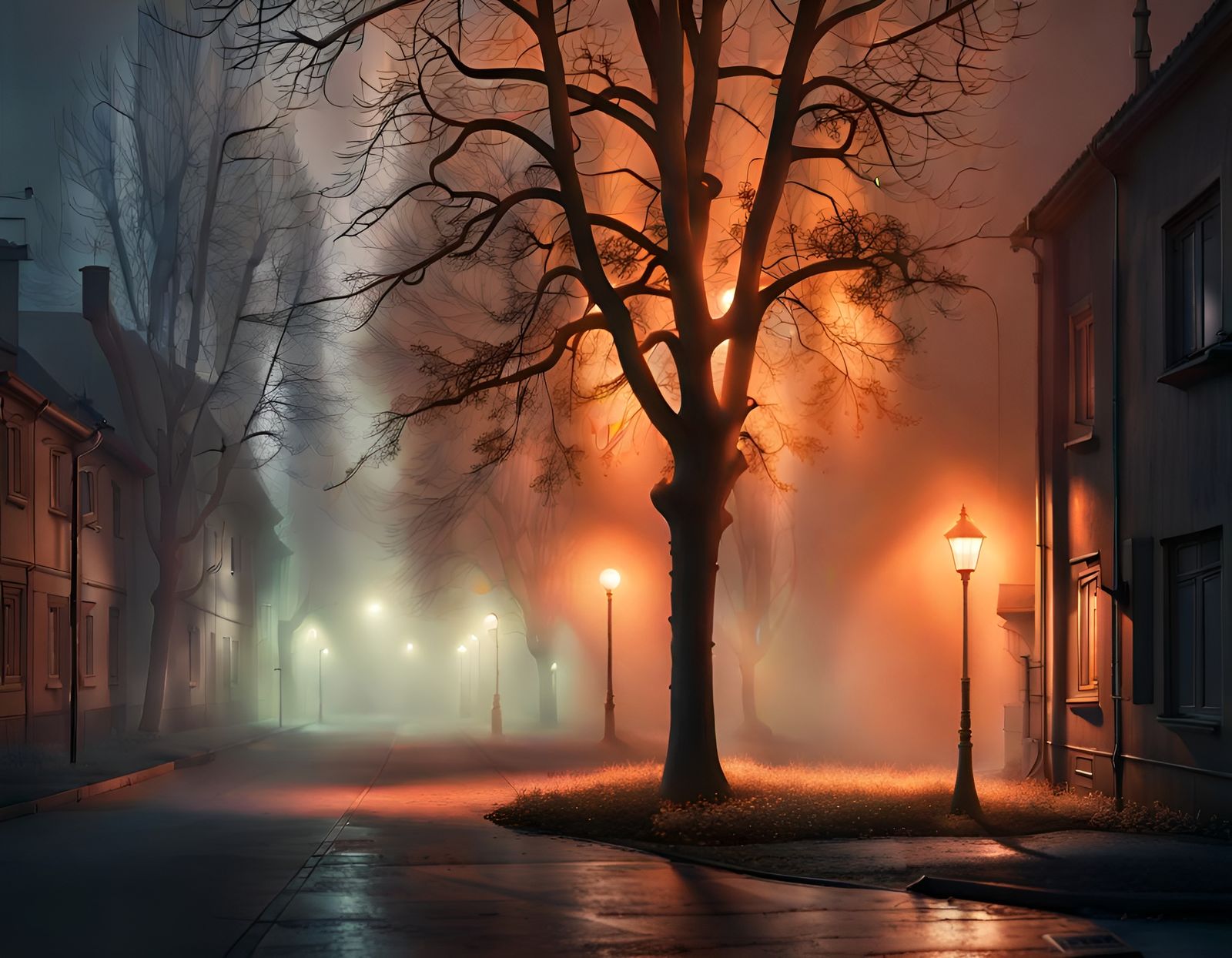 The Misty Night - AI Generated Artwork - NightCafe Creator